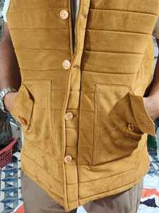 Men's Professional Olive Green Velour <b>Quilted</b> Vest Front Logo Lace Pullover Collar <b>Summer</b> Outer Wear Plus Size Regular Length - Product Image 5