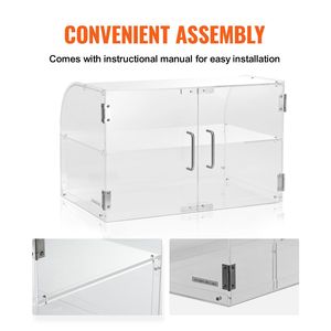 Vetrina da forno commerciale a 2 livelli con vetrina in acrilico per porta posteriore con accesso ripiani rimovibili per torte di ciambelle fresche - Product Image 4