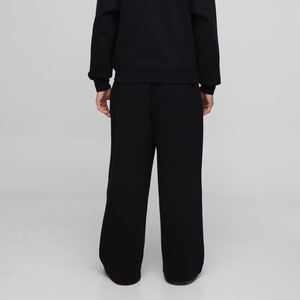 Pantalon de jogging décontracté pour homme, noir, en laine, coupe droite, brodé, taille élastique, avec logo lettre tricoté sur la jambe droite, poids moyen - Product Image 3