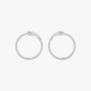 Pendientes de Aro con Diamantes Cultivados en Laboratorio de 0.40CTW, Redondos, con Cierre de Bisagra, en Oro Blanco de 14K, para Venta y Exportación - Product Image 5