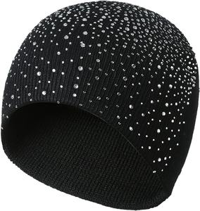2025 toutes les couleurs sont disponibles de strass travail sur l'ensemble des bonnets fabricant logo personnalisé hiver tricoté chapeaux bonnet - Product Image 1