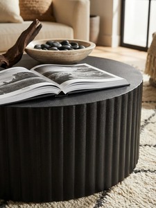 Mesa de Centro Redonda de Diseño Moderno con Tapa de Vidrio Templado y Estructura Metálica, Mueble Decorativo Contemporáneo para Sala de Estar - Product Image 2