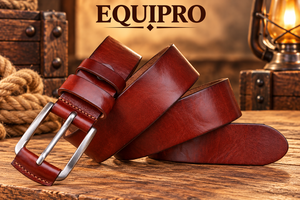 Ceinture en cuir de vachette véritable marron vintage pour homme Equipro, boucle carrée argentée, motif rayé, respirante, décontractée, durable - Product Image 2