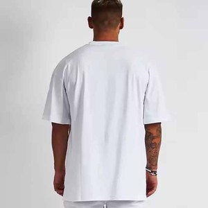 Camiseta de Algodón Blanca de Alta Calidad para Hombre, Estilo Urbano, Hombros Caídos, Personalizable con Logotipo, Tejido Grueso - Product Image 3