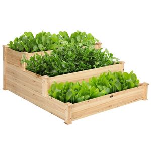 Jardinera Elevada de Madera de 3 Niveles para Arreglos de Vegetales de Temporada en Exteriores - Product Image 4