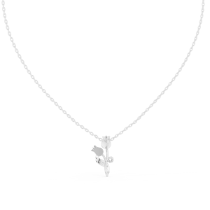 TWILIGHT BLOOM LAB GROWN DIAMOND <b>PENDANT</b> SET IN 18KT <b>SOLID</b> WHITE <b>GOLD</b> FOR ENGAGEMENT PARTY VALENTINE GIFT GLAM EVENT DAILY WEAR - Product Image 2
