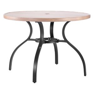 Tavolo da pranzo da esterno da 41 pollici con foro per ombrellone da 1,5 pollici, in acciaio effetto legno, per patio, giardino, bistrot, caffè, per 4 persone - Product Image 1