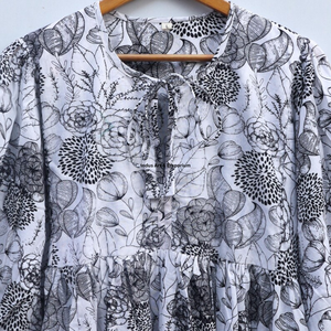Beautiful floral Cotton Block Printed dress Dress For Casual wear Hand Block Printed Dress - Product Image 5