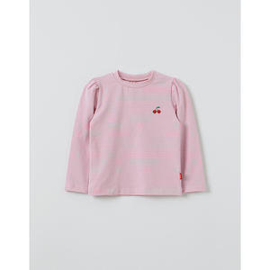 Camiseta Casual Coreana OZKIZ para Niños, 100% Algodón, Diseño de Cerezas para Niñas de 2 a 6 Años, Primavera/Otoño, Moda Infantil al por Mayor - Product Image 1