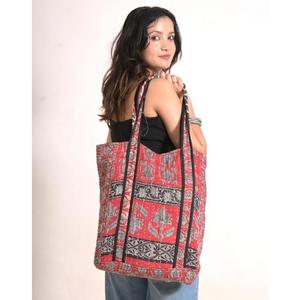 Bolso Tote Boho Vintage Hecho a Mano con Patrón de Hilo de Algodón Kantha, Resistente, para Compras y Uso en el Mercado, Ideal para San Valentín - Product Image 1