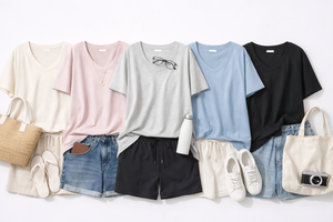 Camiseta Casual de Mujer con Cuello en V, Transpirable, de Jersey, Color Sólido, con Serigrafía, de Alta Calidad en Algodón, Manga Corta, Ecológica y Holgada - Product Image 6