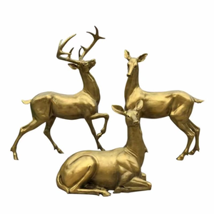 Estatua de Ciervo de Bronce Grande de Aluminio Fundido de la Mejor Calidad, Venta Directa de Fábrica, para Decoración de Jardín y Hogar, Escultura de Ciervo Macho y Hembra - Product Image 1