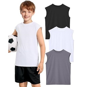 Camisetas sin mangas con capucha 100% algodón para hombre OEM, camisetas de gimnasio sin mangas transpirables con logo personalizado, chaleco RTS, camiseta sin mangas para niños para entrenamiento - Product Image 1