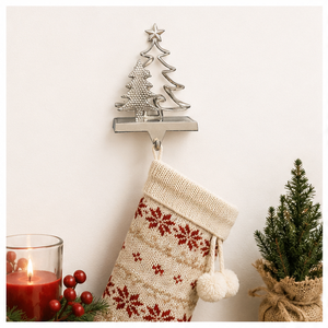 Polished Aluminum 3D Modern Christmas Tree <b>Stocking</b> Hook Heavy Duty Decorative Mantel Piece Garlands Festive Ornament - Product Image 2