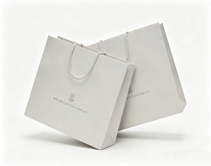 Sac de luxe Brunello Cucinelli en coton gaufré avec poignée en corde et soufflet inférieur - Product Image 1