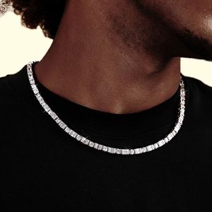 Luxury 925 Silver Moissanite Emerald Cut <b>Statement</b> <b>Necklace</b> Rhodium Plated Unisex Everyday Wear Chain Jewelry - Product Image 6