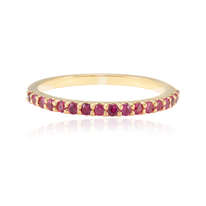 18K Gold <b>Ruby</b> Half <b>Eternity</b> Stackable Band-Resizable Prong Setting - Product Image 1