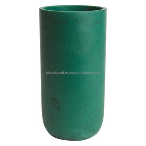 Vase à fleurs décoratif en résine écologique, design moderne, motif tourbillon vert, artisanat, pour table - Product Image 2