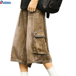 กางเกงยีนส์ขาสั้นทรงหลวมสไตล์ฮิปฮอปสตรีทแวร์แบรนด์ดังสำหรับผู้ชายและผู้หญิง ลุควินเทจ ซักฟอก เอวกลาง มีกระเป๋าหลายช่อง เหมาะสำหรับฤดูร้อน - Product Image 4