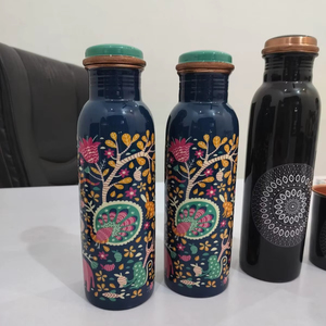 Pure <b>Copper</b> Hammered <b>Bottle</b> With Polish Finished Indian Hand Made Health Benefits <b>Copper</b> <b>Bottle</b> <b>Drinking</b> Water <b>Bottle</b> - Product Image 1