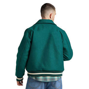 <b>Men's</b> Varsity <b>Jacket</b> Burgundy <b>White</b> Sleeve Embroidered G Letter Turn-down Collar Regular Fit Autumn Wear - Product Image 3