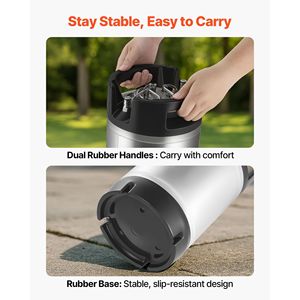 Fusto Corny da 2,5 Galloni con Chiusura a Sfera in Acciaio Inox SUS304 per Cold Brew, con Doppie Maniglie in Gomma e Fondo Rinforzato per Attrezzature di Birrificazione - Product Image 5