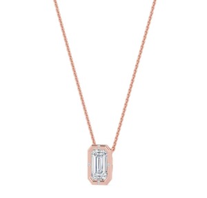 Breathtaking 9K Rose Gold <b>Emerald</b> Cut Bezel Lab Grown Diamond Solitaire <b>Pendant</b> 1.52 CTW - Product Image 2