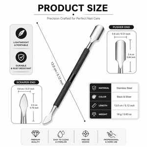 Fine Touch Durable <b>Cuticle</b> Pusher Nail Grooming <b>Tool</b> For Dead Skin Removal And Precision Nail Cleaning - Product Image 3
