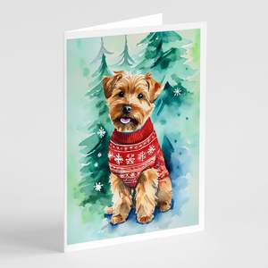 Whimsical Norfolk Terrier Christmas <b>Greeting</b> <b>Cards</b> Pack of 8 A7 Size 5x7 Blank <b>Note</b> <b>Cards</b> with Envelopes - Product Image 1