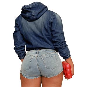 Conjunto de Dos Piezas de Mezclilla para Mujer, Primavera 2026, Chaqueta Corta sin Espalda y Pantalones Cortos, Estilo Urbano, Transpirable, Ropa Casual - Product Image 5