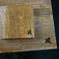 Ensemble de dessous-de-plat en bois de manguier naturel, logo personnalisé gravé, dessous-de-plat faits à la main, décoration de cuisine et de salle à manger