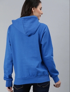 Sudadera con Capucha Azul para Mujer, con Estampado de Letras, Corte Regular, Tejido de Algodón, Estilo Casual Otoñal - Product Image 5