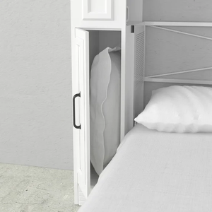 Lit Murphy pliable blanc, taille Queen, lit mural contemporain avec armoire de rangement, meubles de chambre à coucher - Product Image 3