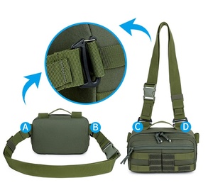 กระเป๋าคาดเอวผู้ชายแบบยุทธวิธี กระเป๋าคาดเอว Molle สำหรับกิจกรรมกลางแจ้ง กระเป๋าคาดเอวแบบสะพายข้าง กันน้ำ สำหรับเดินป่า ปั่นจักรยาน - Product Image 3