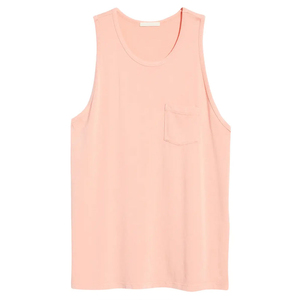 เสื้อกล้ามผู้ชายสีชมพู คอกลม ผ้าถักเนื้อดี มีกระเป๋า สีพื้น ใส่สบาย - Product Image 5