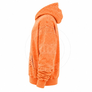 Sweat à capuche décontracté et ample pour homme, en coton mélangé épais, pour un usage quotidien, avec un fini délavé premium. - Product Image 3
