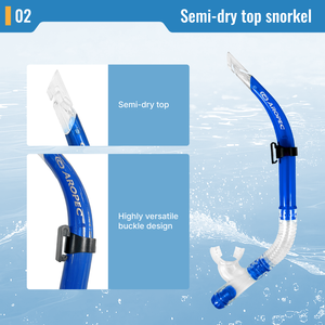 Aropec Snorkel professionnel en silicone avec valve de purge et embout semi-séché, équipement de plongée certifié CE - OEM/ODM/OBM - Product Image 3
