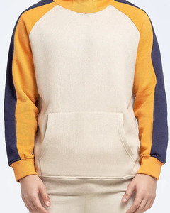 Sudadera con Capucha Premium de Algodón Pesado con Bloques de Color y Manga Raglán, Cuello Alto, Diseño Personalizado, Proveedor Mayorista - Product Image 4