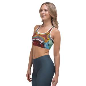 Women's Racerback Sports Bra With Shark Print Medium Support Yoga Activewear Top Breathable Spandex Polyester Seamless Design - Product Image 3