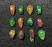 Lote de Gemas Sueltas de Ópalo Negro Etíope Natural, Formas Mixtas, Cabujón, 7-16 mm, Certificado IGI, para Joyería