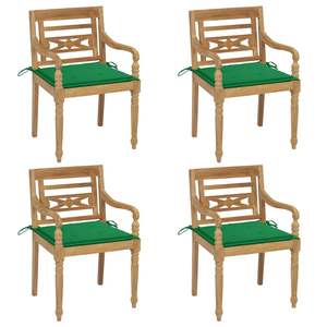 Ensemble de 4 chaises en teck et polyester Batavia, meubles de patio standard - Product Image 1