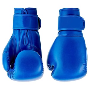 Gants de boxe en cuir bleu, fermeture Velcro, pour adultes, équipement d'entraînement - Product Image 4