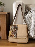 Tas Selempang Jute Buatan Tangan dengan Tutup Bermotif |   Tas Selempang Ramah Lingkungan untuk Wanita