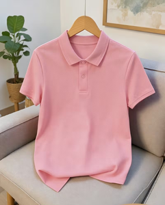 Women's Jersey Polyester/Cotton 160g Quick Dry Breathable Knitted Casual Short Sleeve Shirt Front Custom Logo Top for Golf - Product Image 2