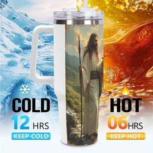 Stainless Steel Tumbler 40oz <b>Large</b> Capacity Insulated Travel <b>Mug</b> With Handle For Outdoor Use - Product Image 6