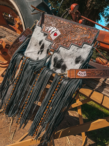 Sac à main en cuir de vachette repoussé style western avec franges – Sac à main en cuir repoussé - Product Image 5