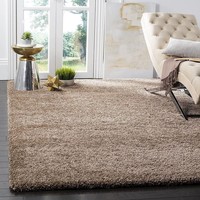 Modern Plush Area Rug Solid Color Rectangle Polyester Tufted Extra Thick Cushioned Living Room Rubber Backing