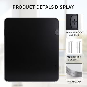 Specchio da Parete Rettangolare Moderno Argento 76x91 cm con Cornice Profonda in Metallo per Camera da Letto, Soggiorno, Ingresso, Montaggio a Parete - Product Image 6