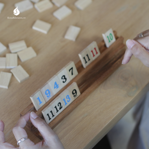 Match & Run : Wooden Number Tile Rummy Style Approximately 26.5 x 5 x 3.5 cm Made with Solid Slid Wooden Track By SiamMandalay - Product Image 1