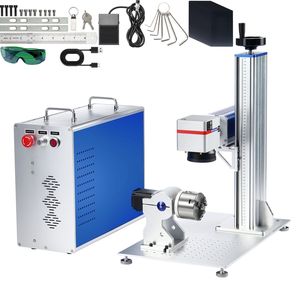 Macchina per Marcatura Laser a Fibra Colorata MOPA 100W Compatibile con LightBurn, Area di Lavoro 6.9'' X 6.9'', Incisore Rotante - Product Image 1